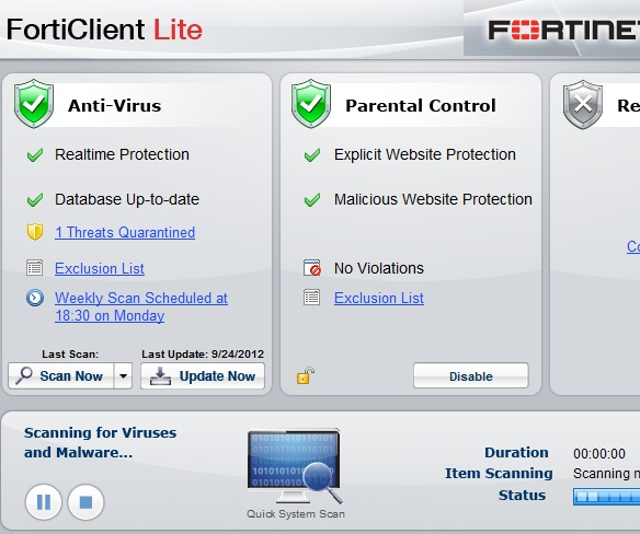 FortiClient Free SSL VPN Antivirus Lite 4.3.5 Review for Windows 7