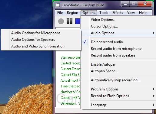 camstudio not recording audio from speakers