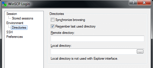 WinSCP Directories