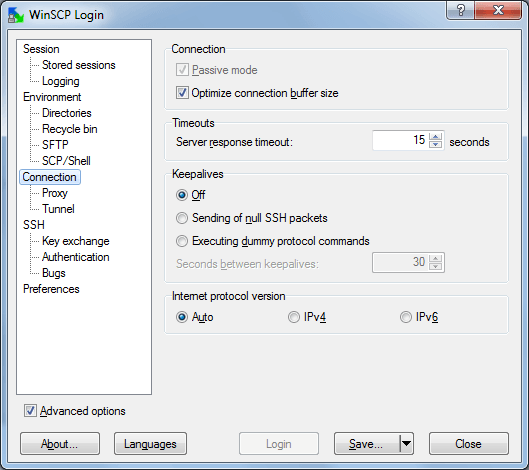 ssh tunnel winscp