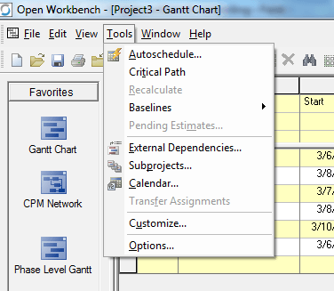 Openworkbench Tools Menu