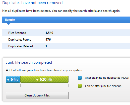 Auslogics Duplicate Finder Results