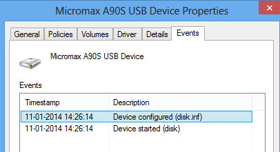 Windows 8 Device Log Events