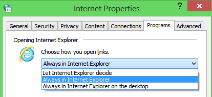 Windows 8 IE Properties